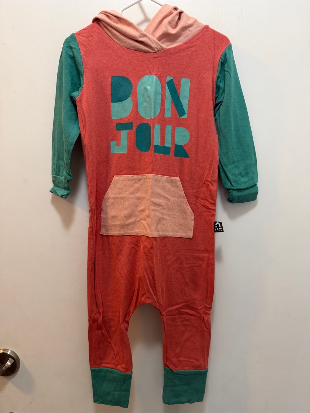Bonjour Colorblock Hooded Rags One-Piece Size 2T